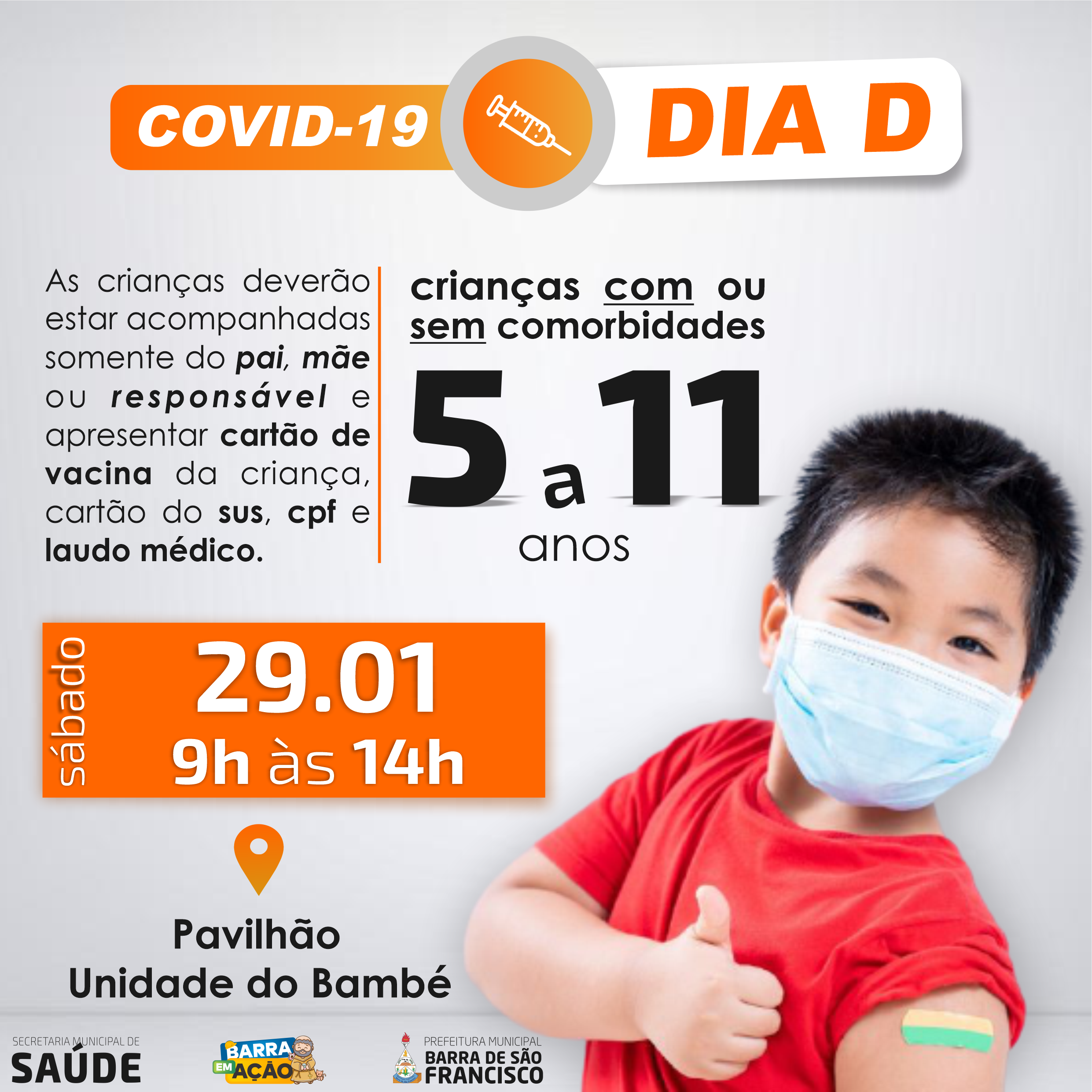 Barra de São Francisco realiza mutirão de vacinação contra a Covid-19 para crianças nesta sexta e sábado